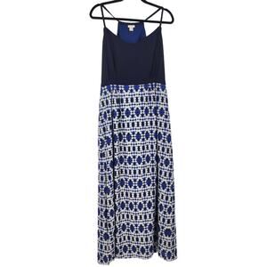 J. Crew Maxi Halter Neckline Sleeveless Navy Blue and White Dress Size 14